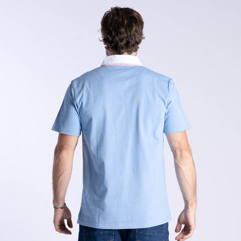 Polo color block manches courtes bleu ciel WEBB ELLIS