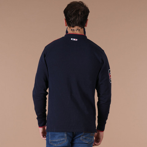 Polo tricolore à manches longues Ruckfield "Le French" -GOTS-