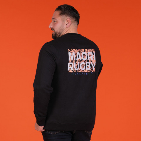 Sweat noir col rond Ruckfield Maori Rugby GOTS