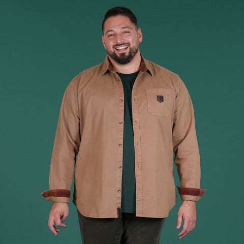Surchemise beige foncé Autumn Rugby Camp - GOTS