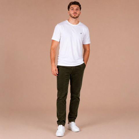 Pantalon vert forêt en velours côtelé Ruckfield - GOTS