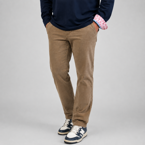 Pantalon beige en velours côtelé Ruckfield - GOTS