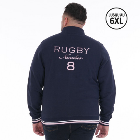 Sweat zippé bleu marine Ruckfield Le Club - GOTS