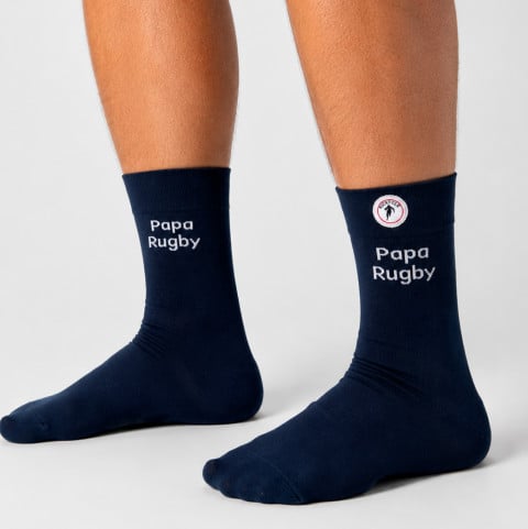 Chaussettes Ruckfield "Papa Rugby" bleu marine