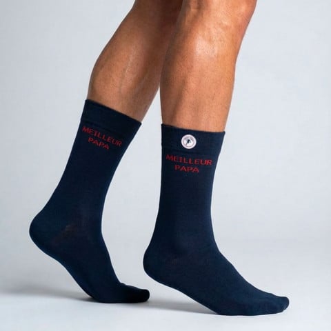 Chaussettes Ruckfield "Meilleur Papa" bleu marine