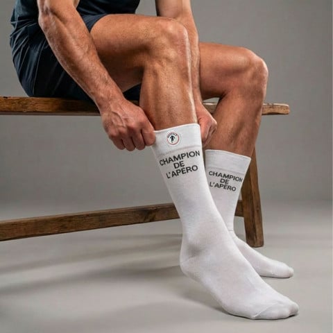 Chaussettes Ruckfield "Champion de l'Apéro" blanc