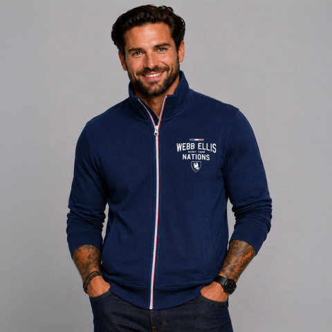 Sweat zippé bleu marine WEBB ELLIS Rugby Nations