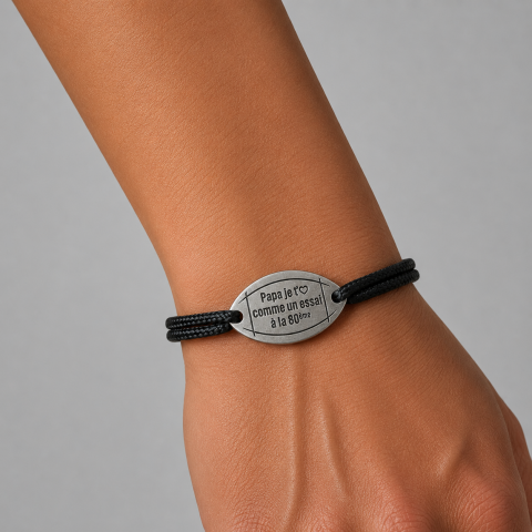 Bracelet Ruckfield cordon noir- Papa je t'aime comme un essai à la 80ème