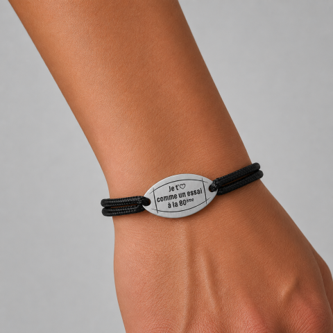 Bracelet Ruckfield cordon noir - Je t'aime comme un essai à la 80ème