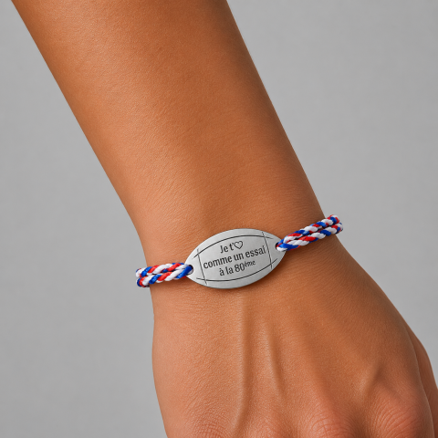 Bracelet Ruckfield cordon bleu, blanc, rouge - Je t'aime comme un essai à la 80ème
