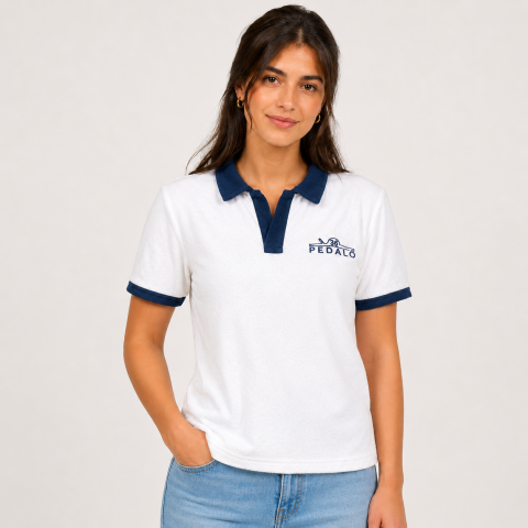 Polo Bleu Marine Éponge Femme