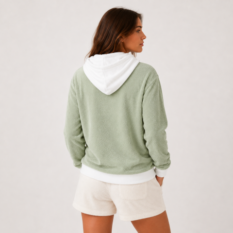Sweat Éponge Vert Sauge Femme