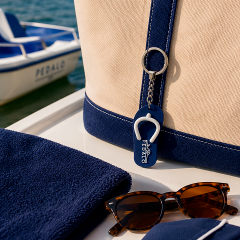 Porte-Clés Tong Bleu Marine Pédalo