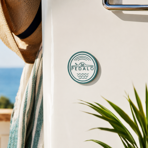 Magnet Rond Logo Pédalo Vert Sauge