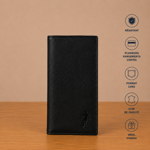 Porte cartes en cuir long