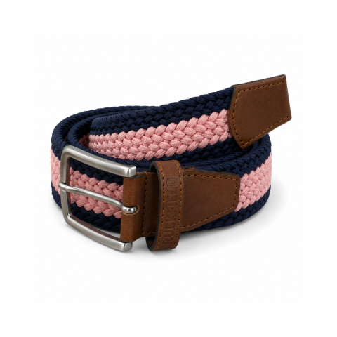 Ceinture extensible marine et rose