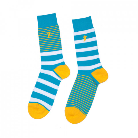 Chaussettes turquoise rayées