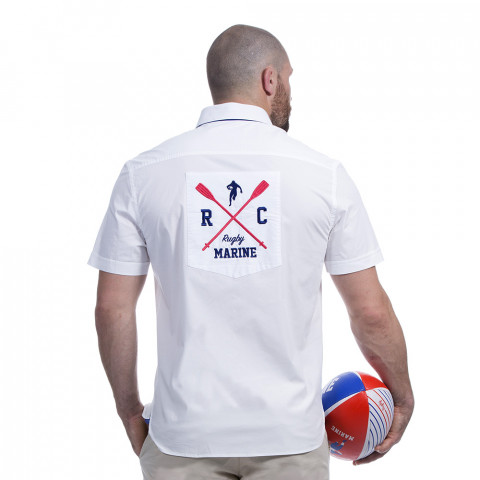Chemise blanche rugby marine