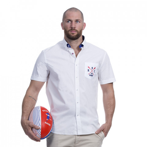 Chemise blanche rugby marine