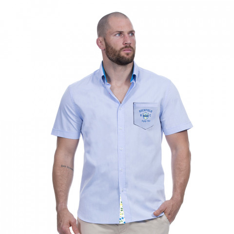 Chemise bleu rugby flowers