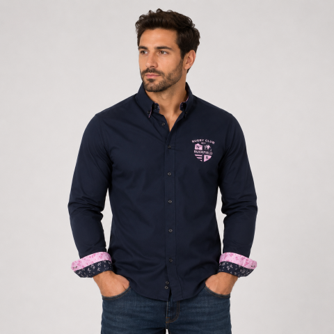 Chemise rugby club marine manches longues