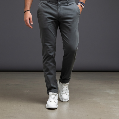 Pantalon chino essentiel gris foncé