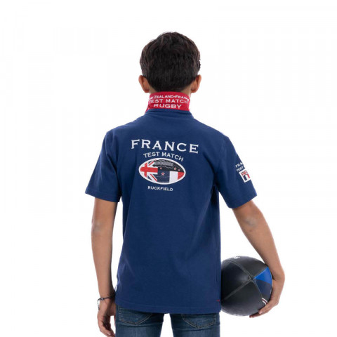 Polo bleu moyen Test match Ruckfield enfant