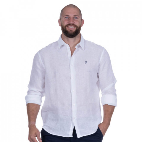 Long sleeves white linen shirt