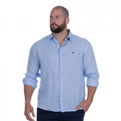 Long sleeves light blue linen shirt