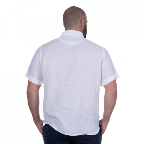 Short sleeves white linen shirt