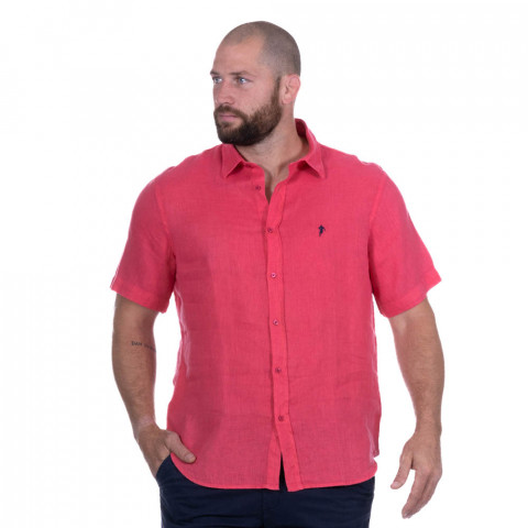 Chemise Lin manches courtes fuschia