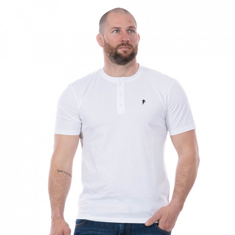 T-shirt Ruckfield basique blanc col boutonné