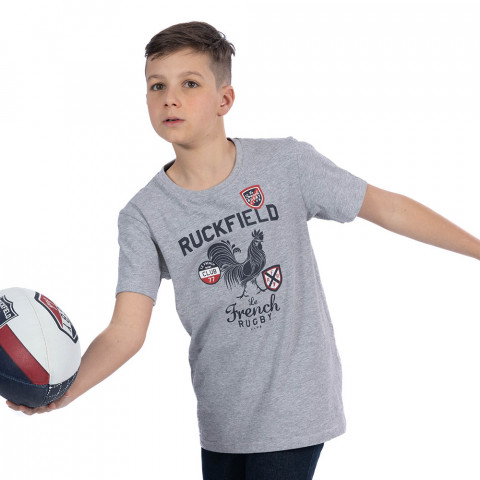 T-shirt enfant Ruckfield French Rugby Club gris chiné