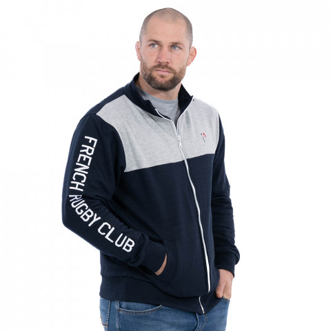 Sweat zippé French Rugby Club Ruckfield bleu marine