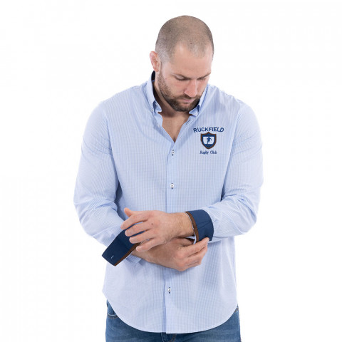 Ruckfield Rugby long sleeve Gingham shirt light blue