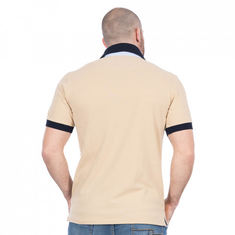 Ruckfield short sleeve rugby polo shirt gingham beige