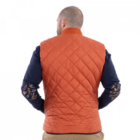 Reversible sleeveless down jacket Ruckfield Fall Rugby d’Automne themed rust