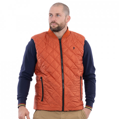 Reversible sleeveless down jacket Ruckfield Fall Rugby d’Automne themed rust