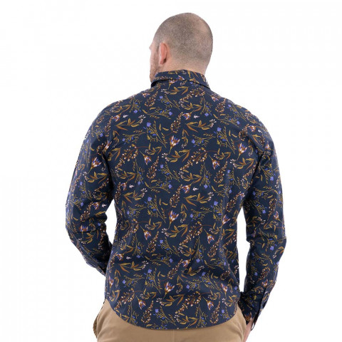 Floral print shirt Ruckfield long sleeve Fall Rugby d’Automne themed shirt navy blue