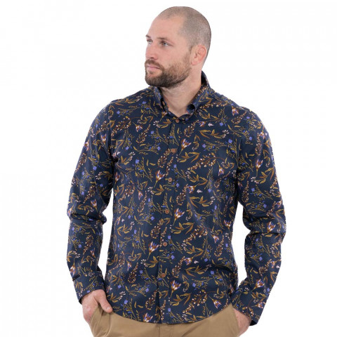 Floral print shirt Ruckfield long sleeve Fall Rugby d’Automne themed shirt navy blue