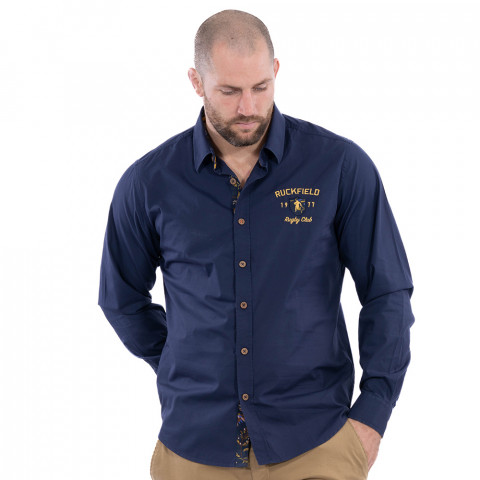Ruckfield long sleeve Fall Rugby d’Automne themed shirt navy blue