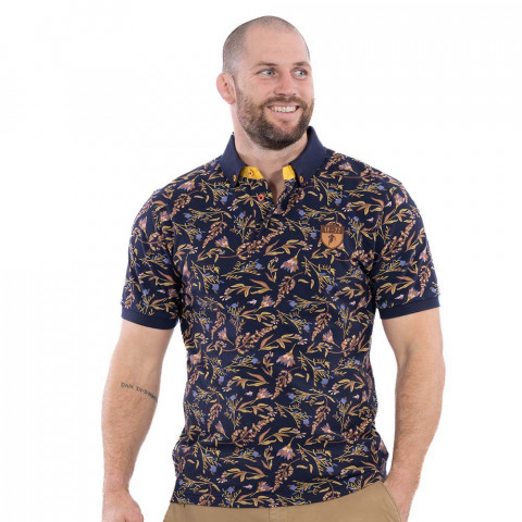 Ruckfield short sleeve Fall Rugby d’Automne themed polo navy blue