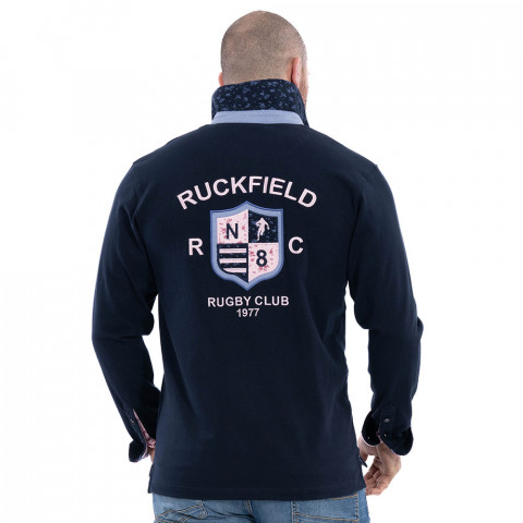 Polo Ruckfield à manches longues Rugby Club bleu marine