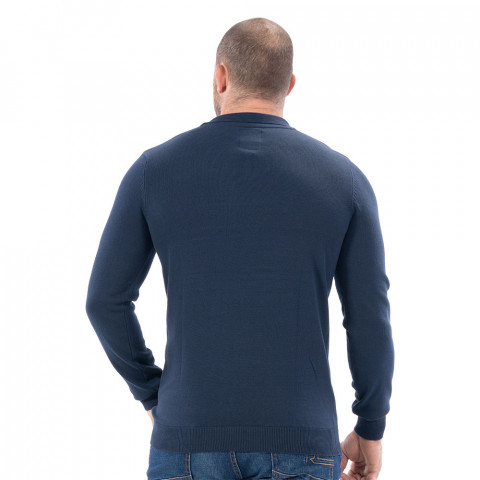 Ruckfield navy blue gingham polo neck sweater