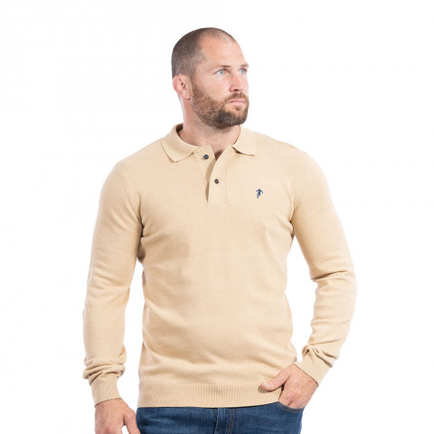 Pull Ruckfield col polo Vichy beige