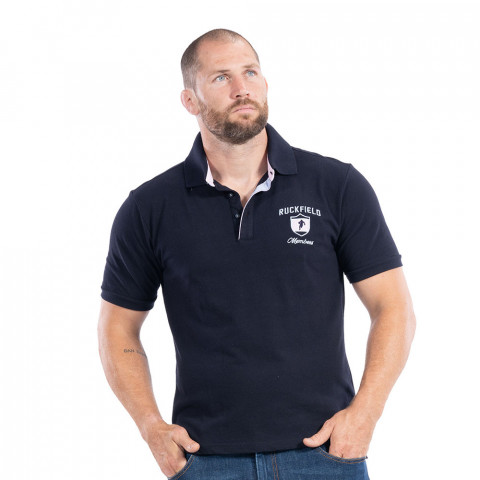 Navy Blue Gingham Short Sleeve Ruckfield Polo Shirt