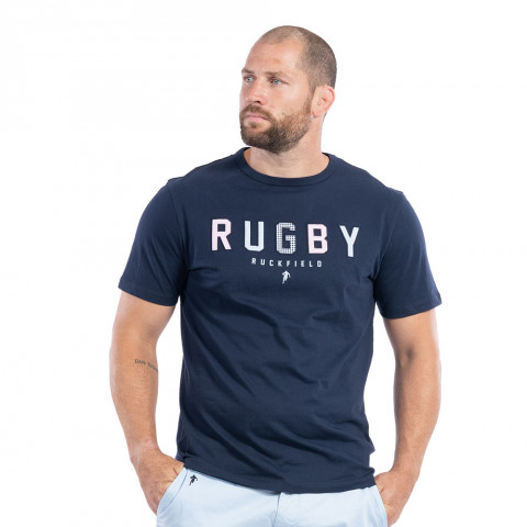 Navy Blue Gingham Short Sleeve Ruckfield T-Shirt