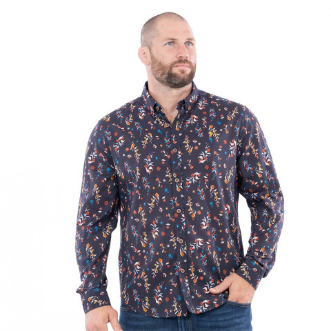 Chemise Ruckfield à manches longues rugby flowers bleu marine