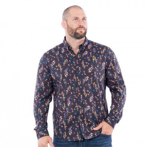 Ruckfield shirt long sleeve rugby flowers navy blue