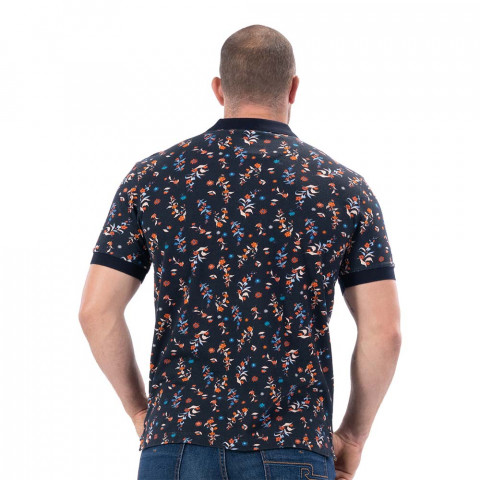 Ruckfield polo shirt with short sleeves rugby flowers navy blue